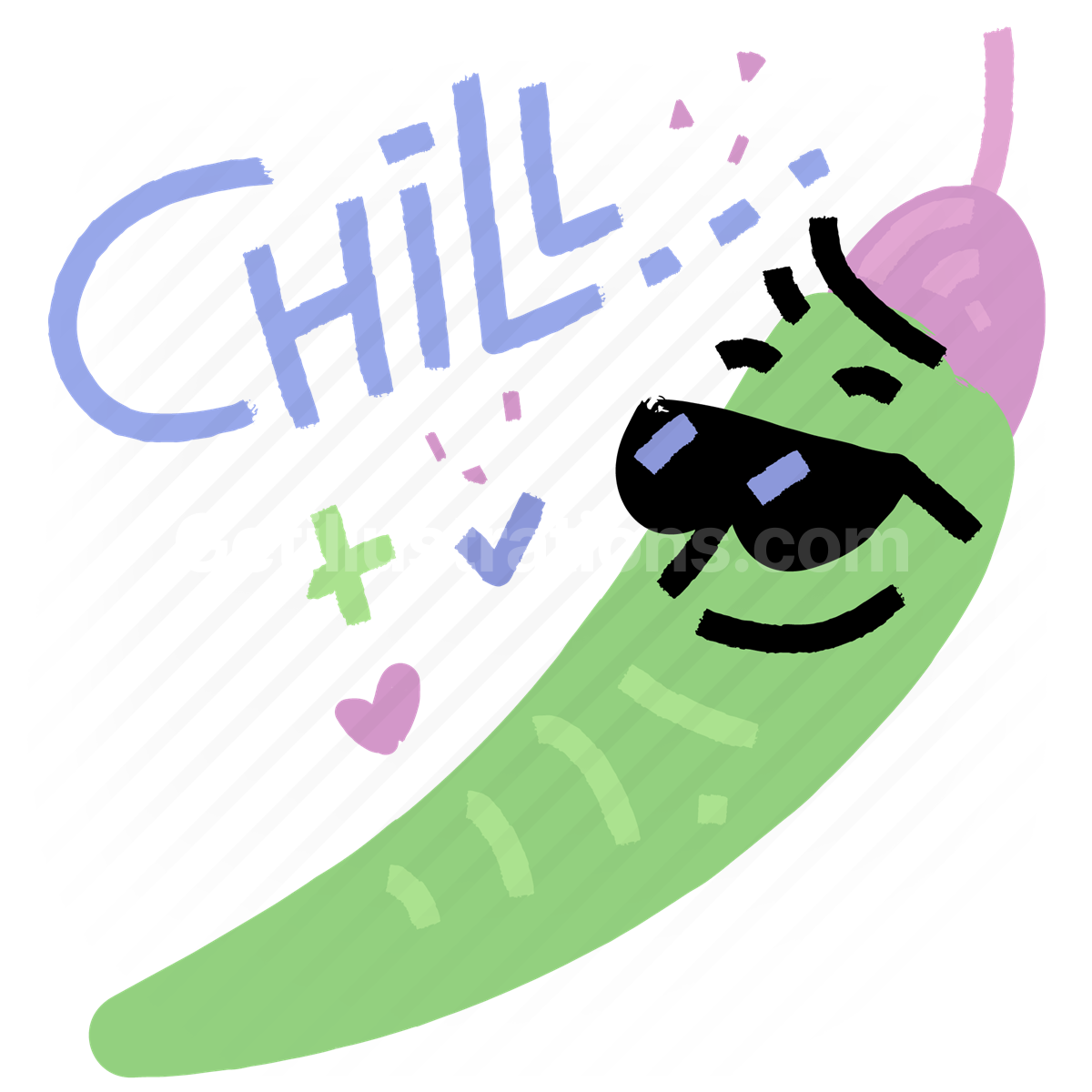 chili, chill, pepper, sunglasses, cool, sticker, character